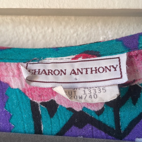 Vintage Sharon Anthony long sleeve button down tunic with shoulder pads - Picture 4 of 6